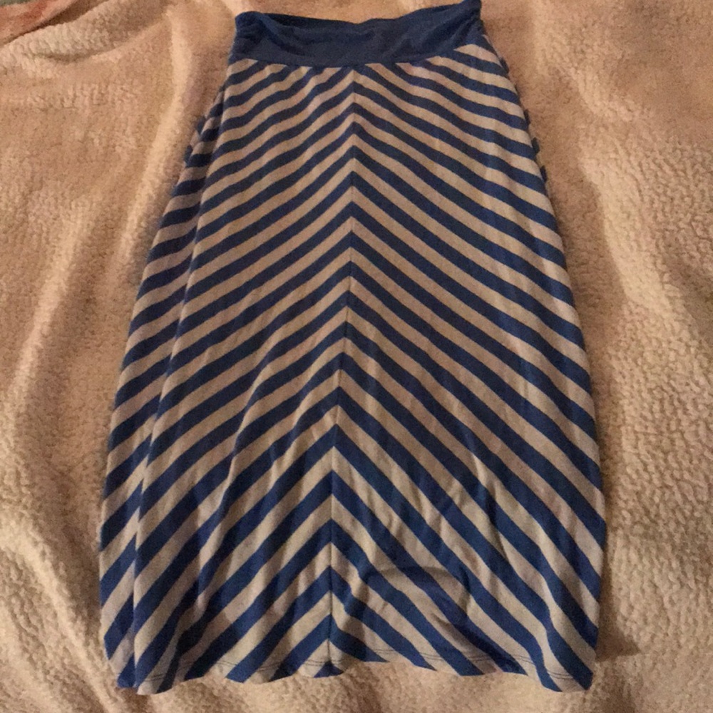 Blue and White Stripped, long, skin-tight, skirt